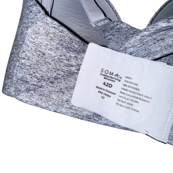 Soma 42D Bra Gray Heathered Adjustable Straps Wireless Supportive nursing bra - Picture 5 of 6